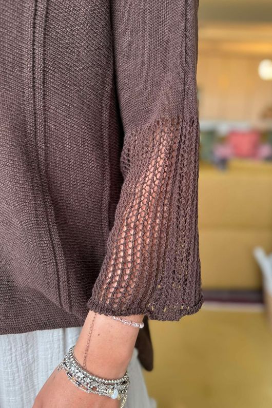 Made in Italy Cotton Blend Knit Top Chocolate /9 =